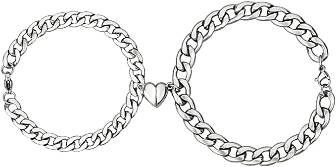 Connected Hears Magnetic Couple Bracelets Set